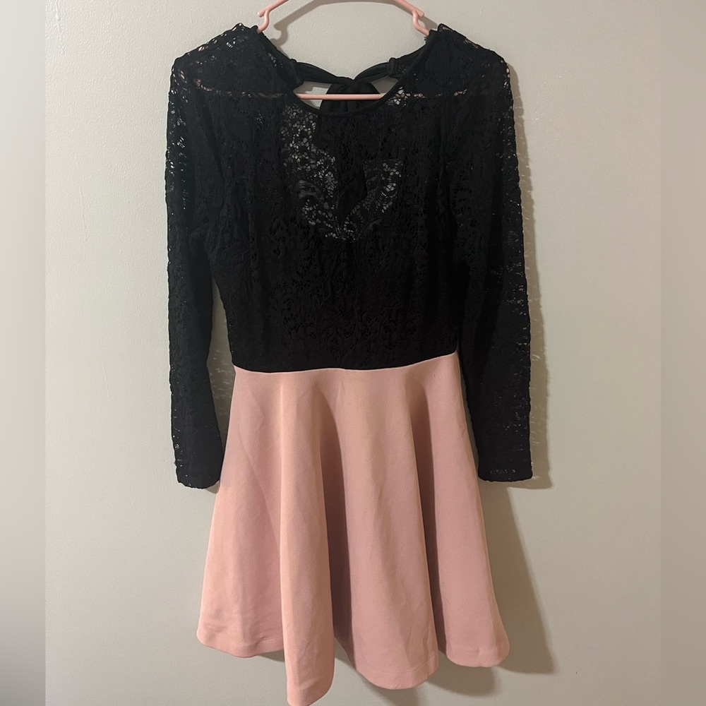 •B. Smart Black and Pink Dress •Lace top •Open Back